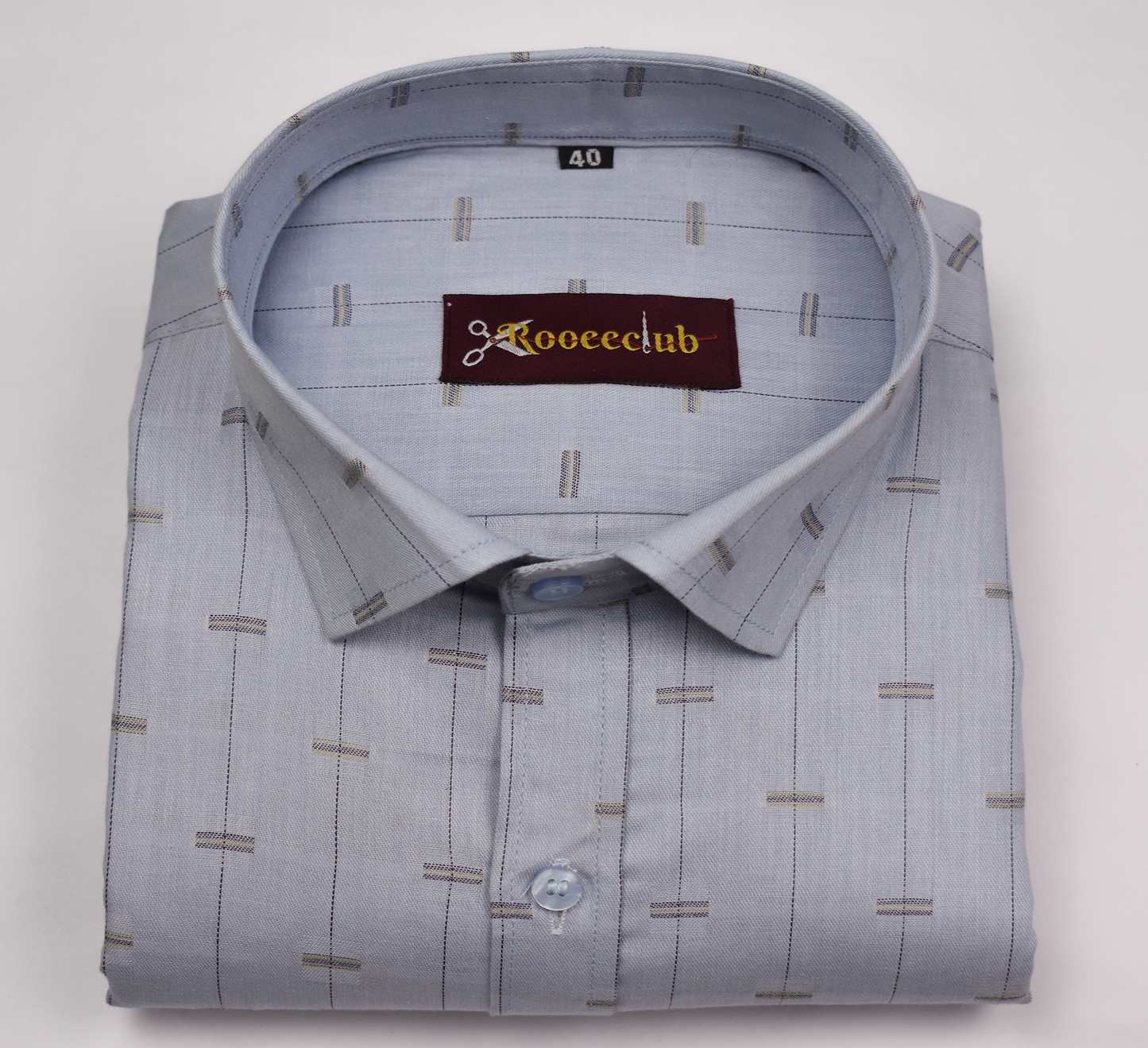 Satin Blue Color Lining Butta Cotton Shirts