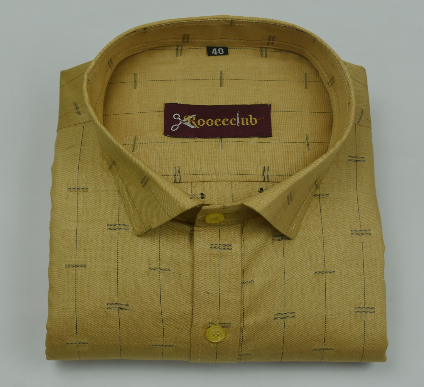 Dark Yellow Color Lining Butta Cotton Shirts