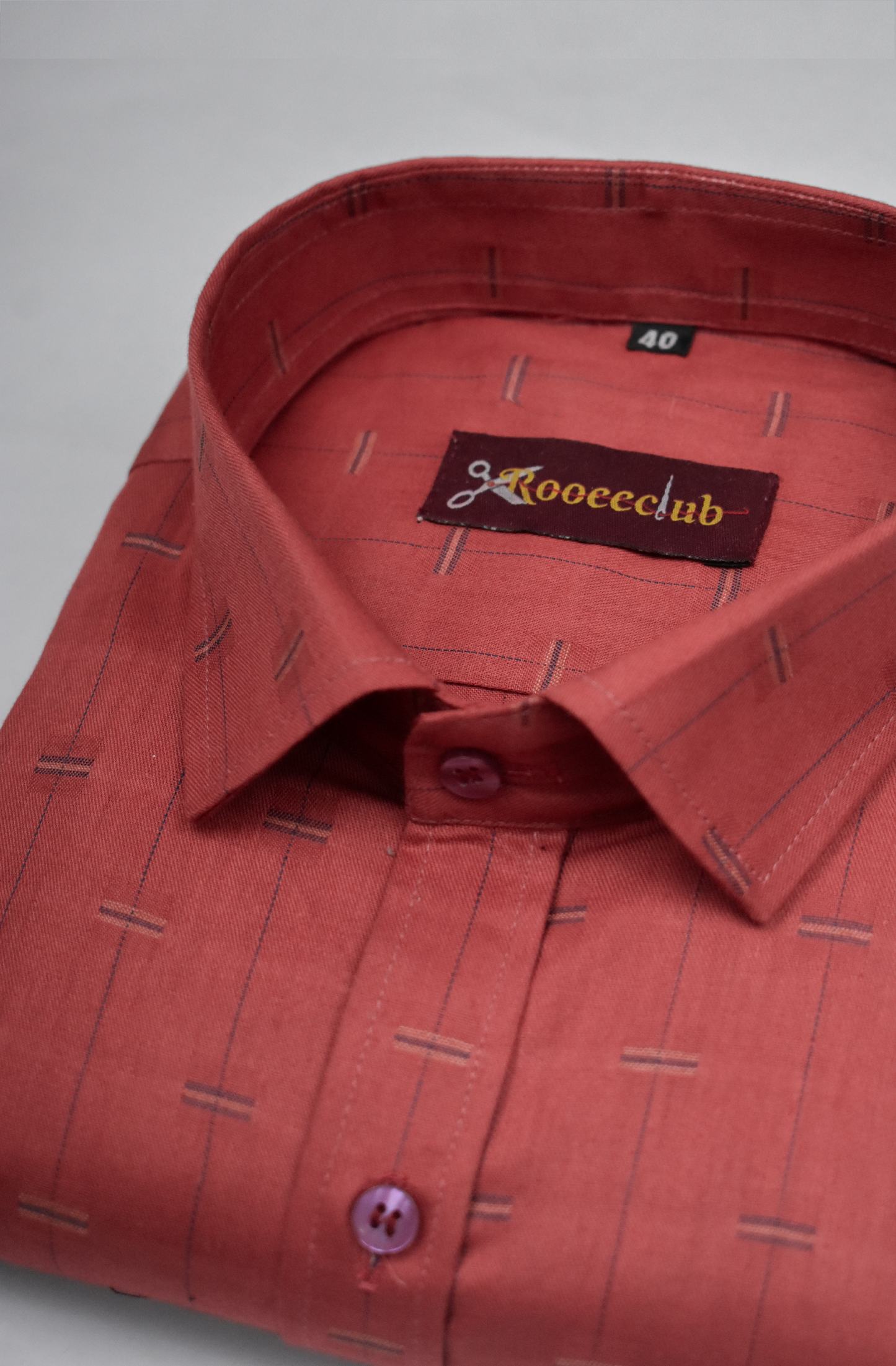 Red Color Lining Butta Cotton Shirts