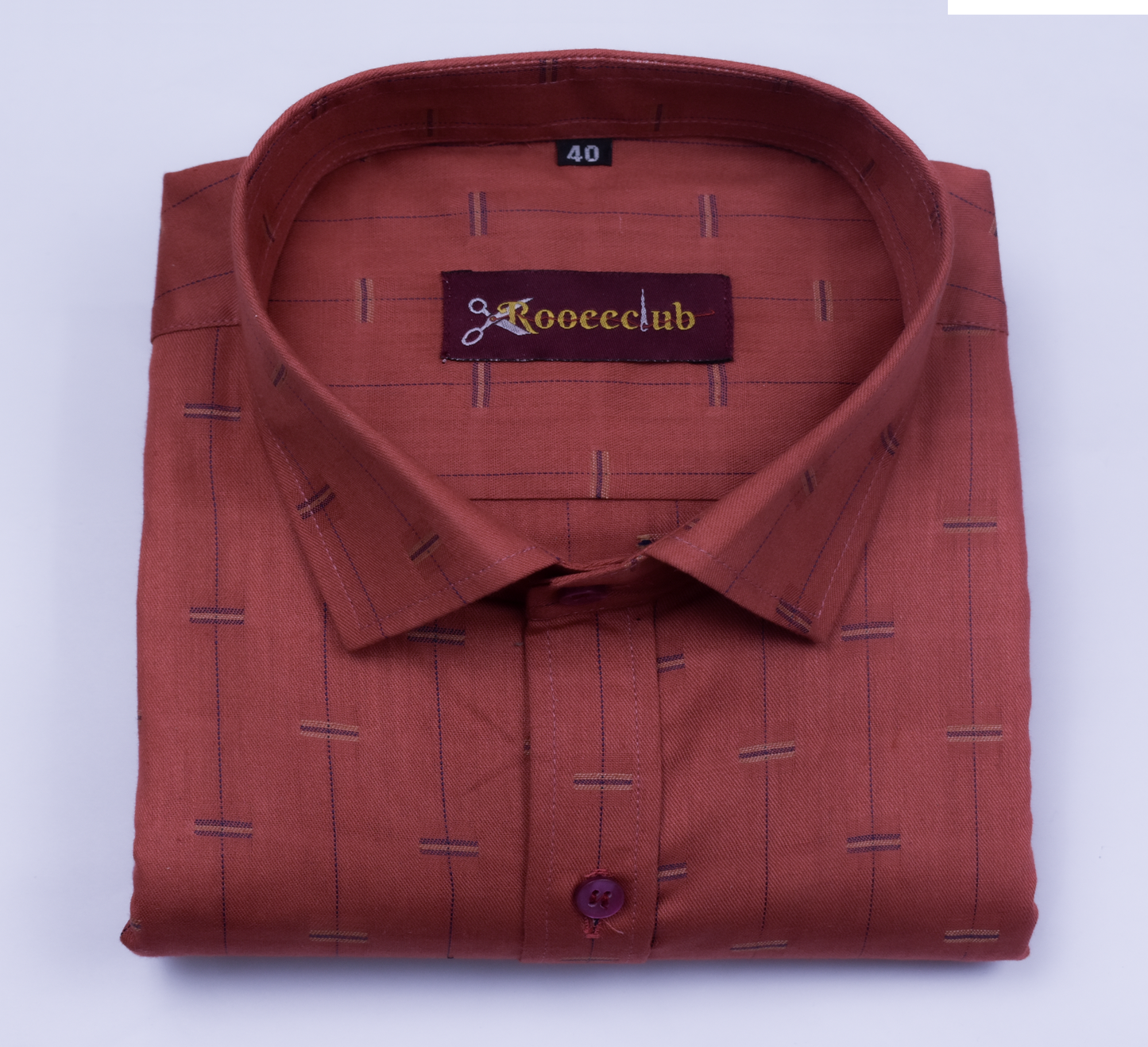 Red Color Lining Butta Cotton Shirts
