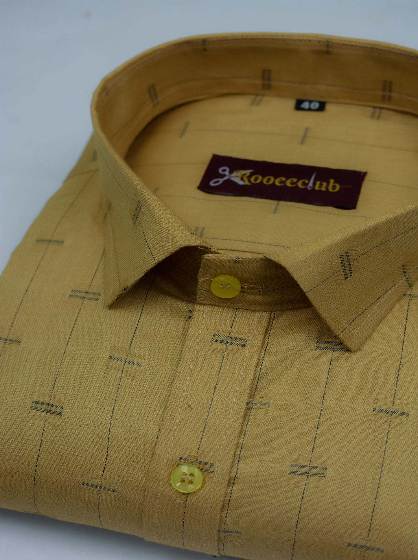Dark Yellow Color Lining Butta Cotton Shirts