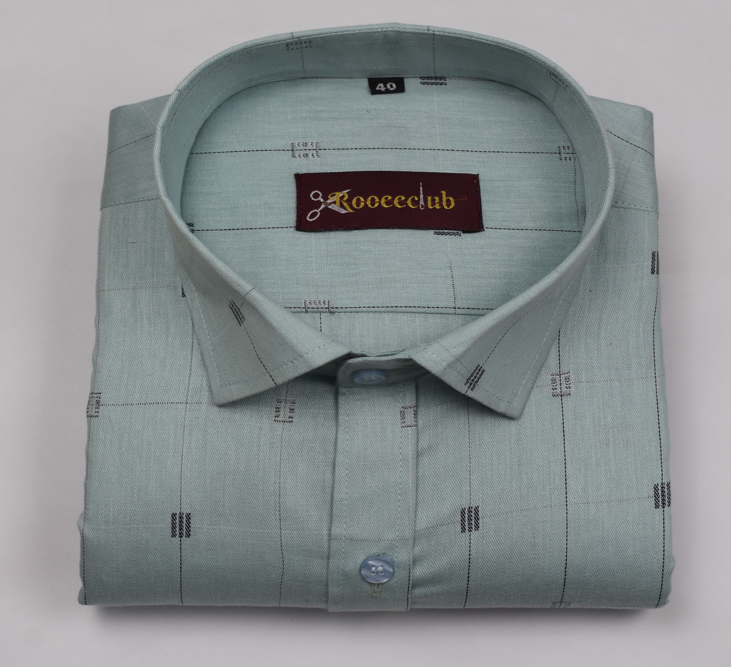 Astral Blue Color Check Butta Cotton Shirts
