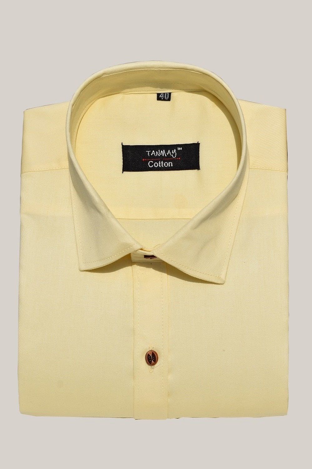 Cotton Tanmay Light Yellow Color Formal Shirt for Men's