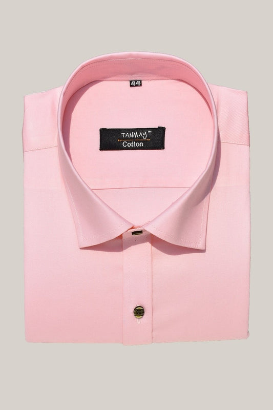 Cotton Tanmay Light Pink Color Formal Shirt for Men's