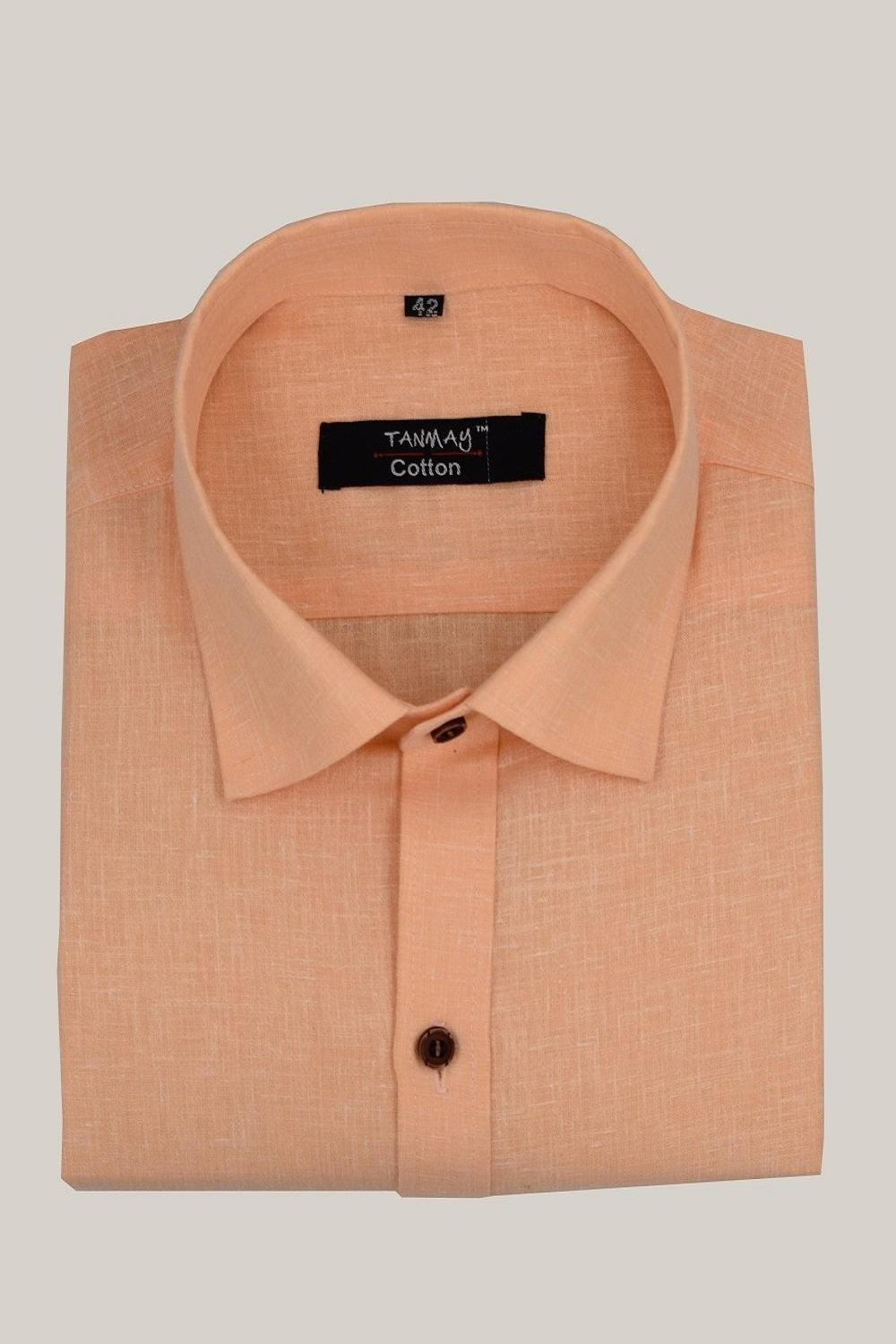 Cotton Tanmay Light Orange Color Linen Fill Formal Cotton Shirt For Men's