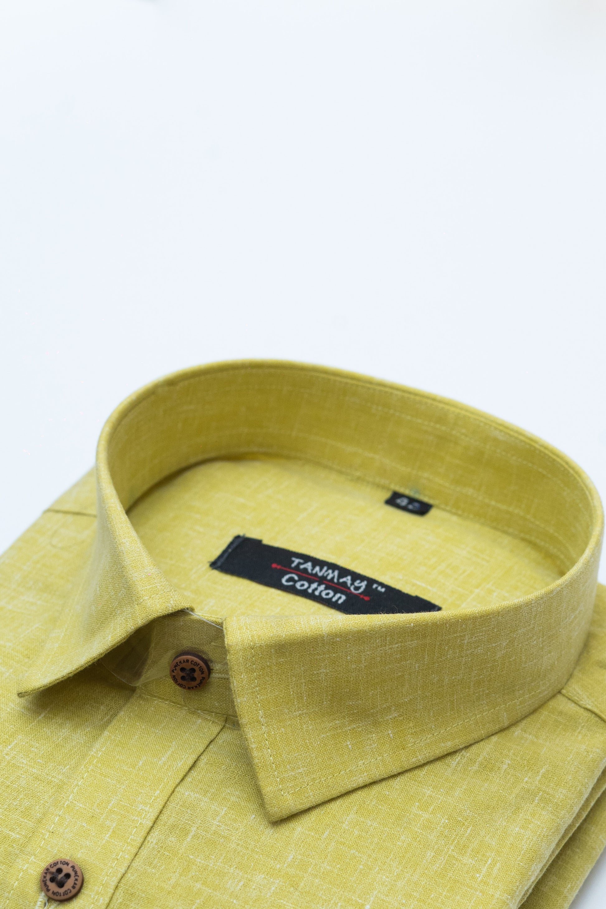 Cotton Tanmay Dark Yellow Color Linen Fill Formal Cotton Shirt For Men's