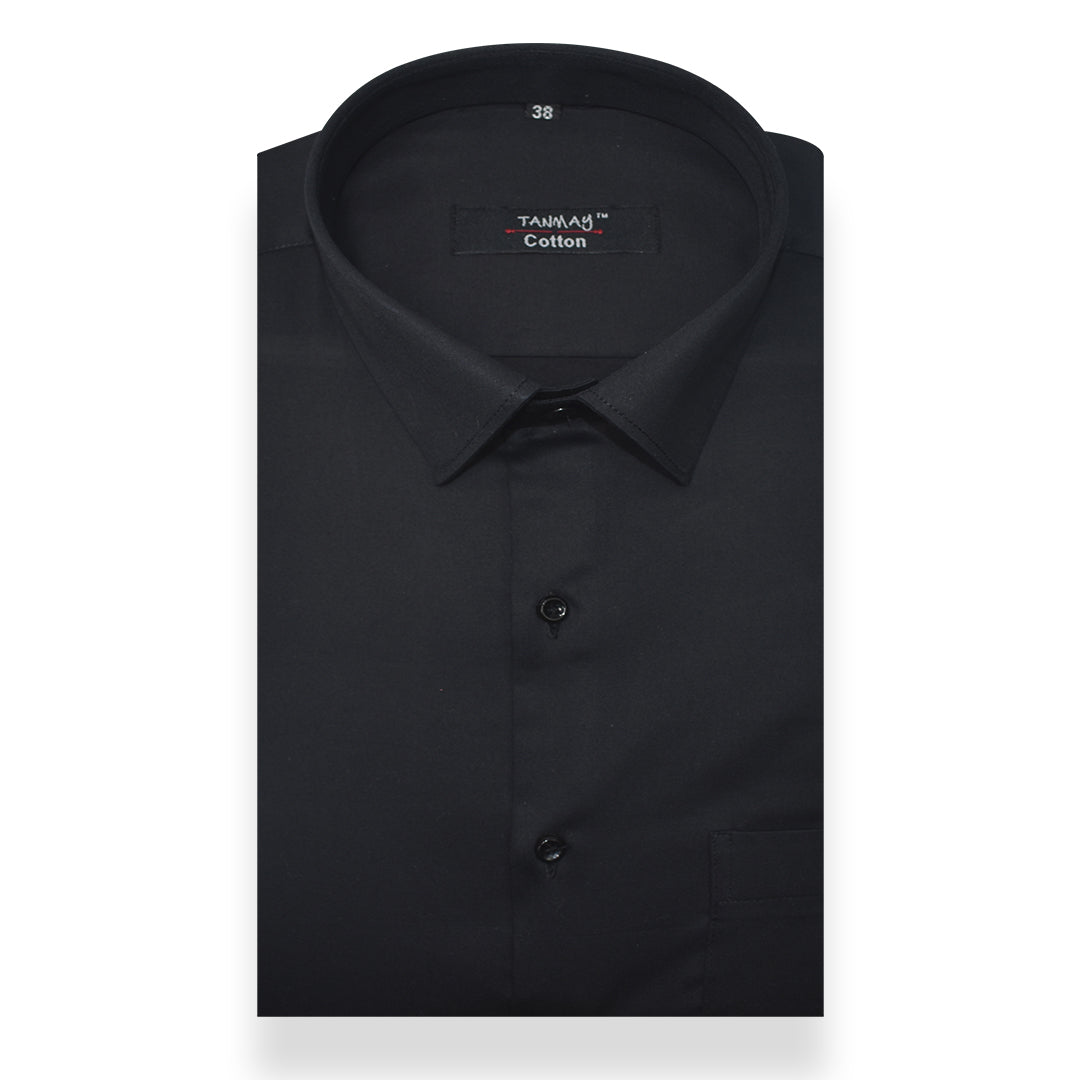 Black Color Lycra Cotton Shirt For Men's
