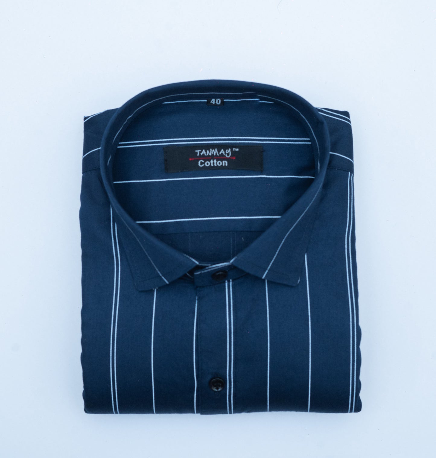 Navy Blue Color 100% Lining Cotton Shirt For Men's