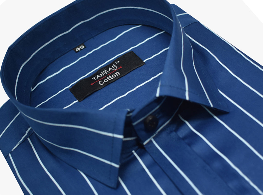 Blue Color 100% Lining Cotton Shirt For Men's