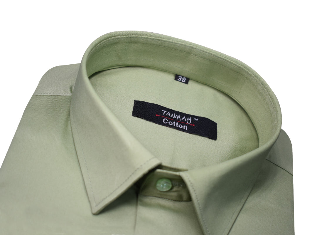 Green Color Lycra Cotton Shirt For Men's