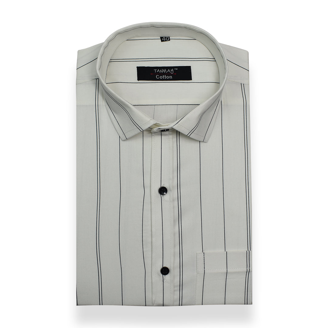 White Color 100%Lining Cotton Shirt For Men's