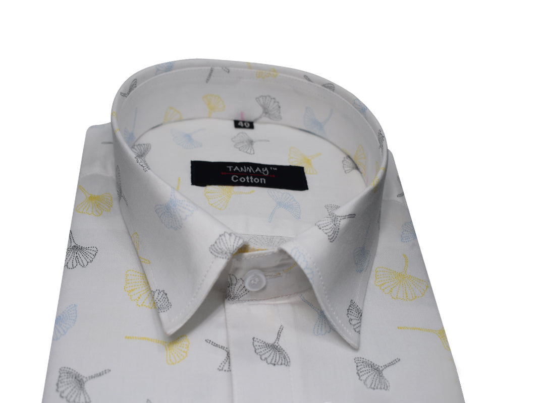 White Color Printed Shirt For Men's