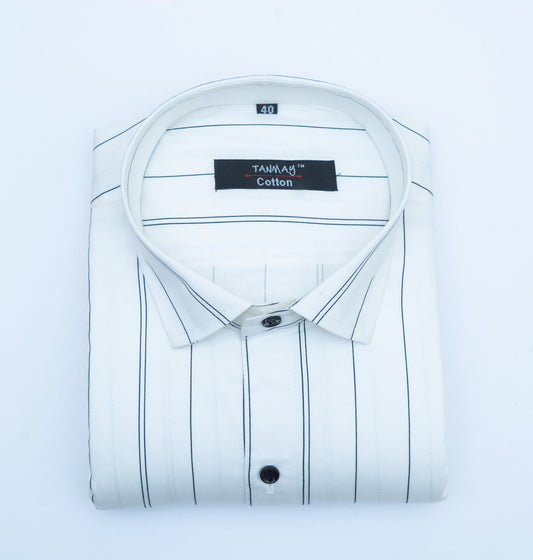 White Color 100%Lining Cotton Shirt For Men's